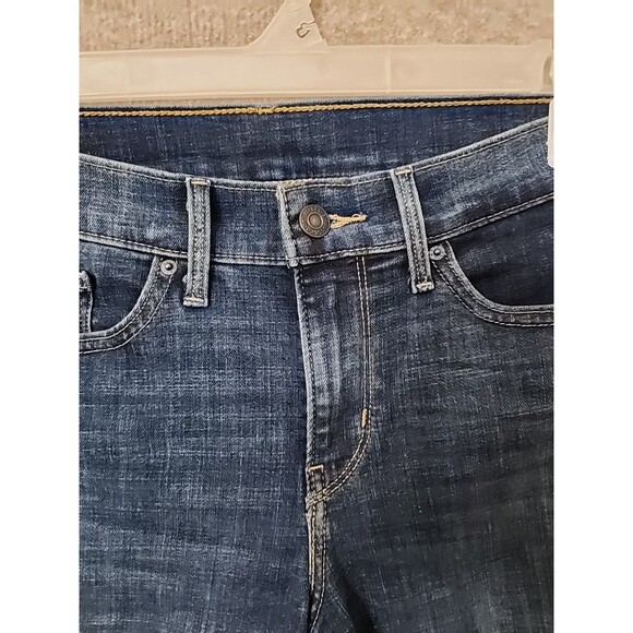 Levis Bermuda Denim Shorts Womens 27 Blue Cuffed Embroidered Stretch - Picture 3 of 10